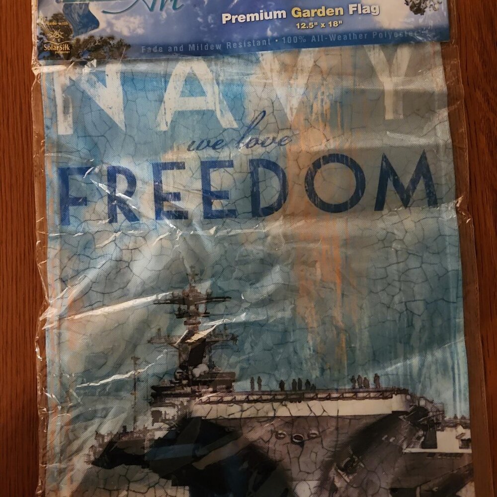 United States Navy We love Freedom Garden Flag. Measures 12.5" x 18".